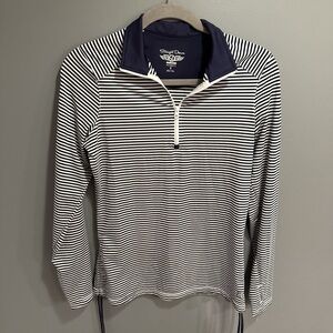 Straight Down Navy and White Striped Pullover